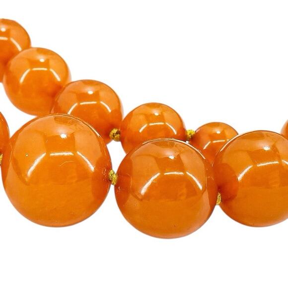 Golden Orange Baltic Amber Beads 24” 57g USSR Origin Restrung W Silver Clasp - Picture 7 of 12